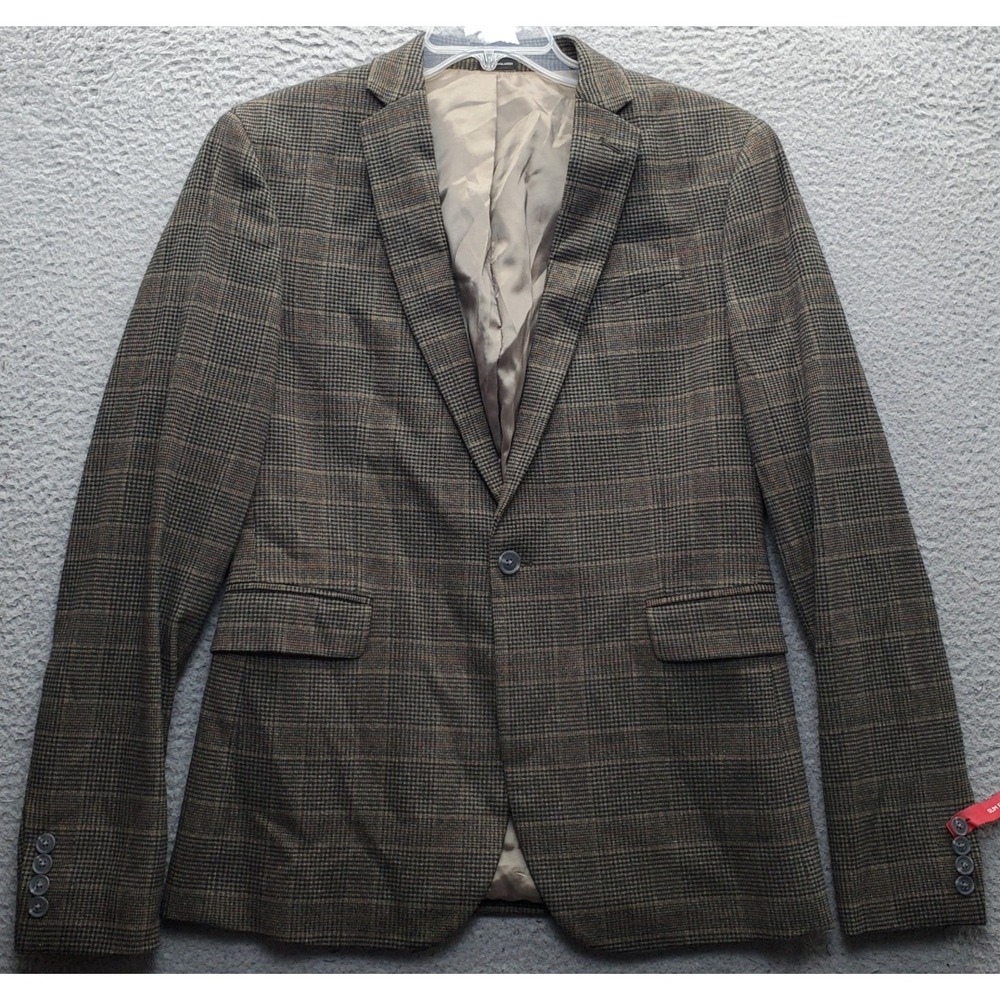 J. Ferrar Blazer Jacket Men 40R Multi Plaid Slim Fit Single Breasted Notch Lapel